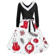 thumbnail image 1 of TIMIFIS Robes de Noël pour Femmes, Robes Maxi pour Femmes Robe Vintage de Vacances Manches Longues Col en V en Fourrure Robe Dos Nu, 1 of 3