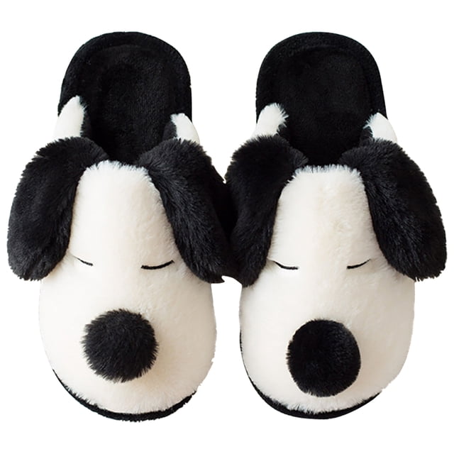 Winter Slides Unisex Non-skid Fuzzy Cute Dog Ear House Sandals Slip on Slippers