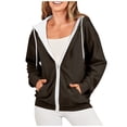 thumbnail image 1 of Timegard Vestes à Capuche Zippées pour Femmes Manches Longues Chandails en Molleton Décontractés Mode Automne avec Poches, 1 of 7