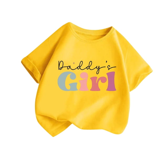 Économies d'Été! SROBPTY Garçons Filles T-Shirts à Manches Courtes Hauts, Été Garçons et T-Shirt à Col Rond à Manches Courtes pour Enfants Moyens et Grands Robe d'Été Décontractée à Demi-Manches Jaune, 6 Ans
