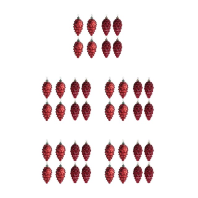 relayinert 8pieces Tree Decoration Eye-catching Pine Cone Decorations For Festive Wine Red 5Set