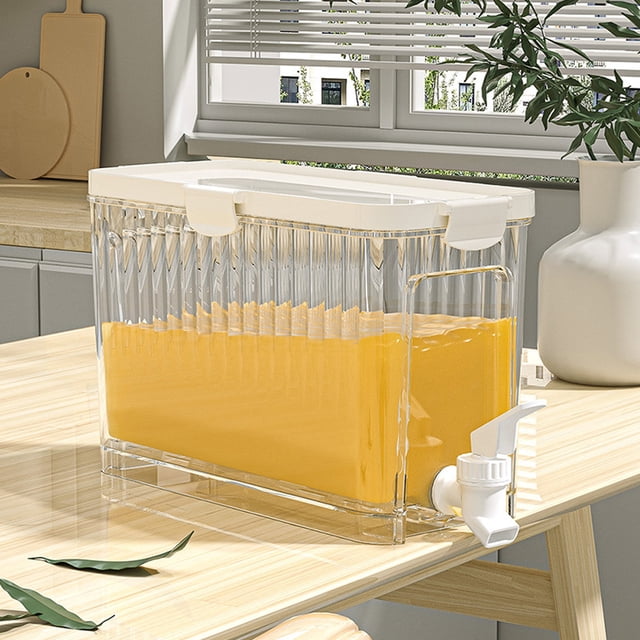 Yhmxh Rangement de Cuisine Organisateur de Cuisine Distributeur de Boissons pour Réfrigérateur Pichet Froid pour Frigo 3,5 L Transparent Étanche Contenant de Rangement pour Boissons avec Robinet et Couvercle Seau à Boisson pour Jus Glacés