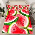 thumbnail image 1 of Erosebridal Watermelon Print Fitted Sheet Set Twin, 3D Fruit Theme Bed Set, 2pcs (No Top Sheet), 1 of 6