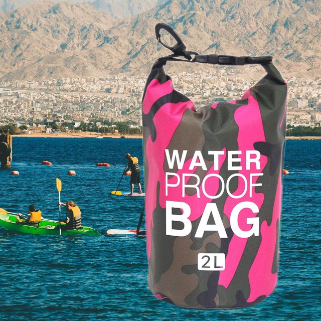 thinsony Petit Sac Étanche 2L Sac Bandoulière pour Kayak Rose Rouge