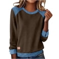 thumbnail image 2 of Nuoqisi Oversized Shirts for Womens Cozy Spring Summer Tops Tunic Collared Denim Polo Patchwork Pullover Long Sleeve Round Neck Sweatshirt, 2 of 9