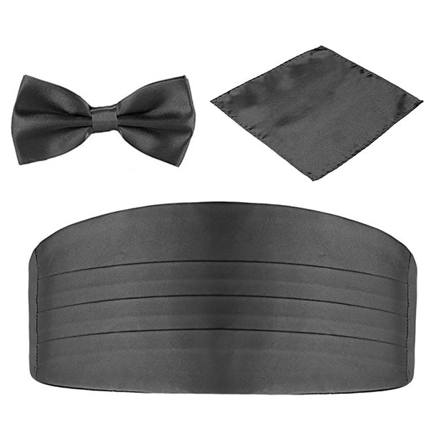 Bangcool Mens Bow Tie Fashion Solid Color Formal Bowtie with Pocket Square & Cummerbund