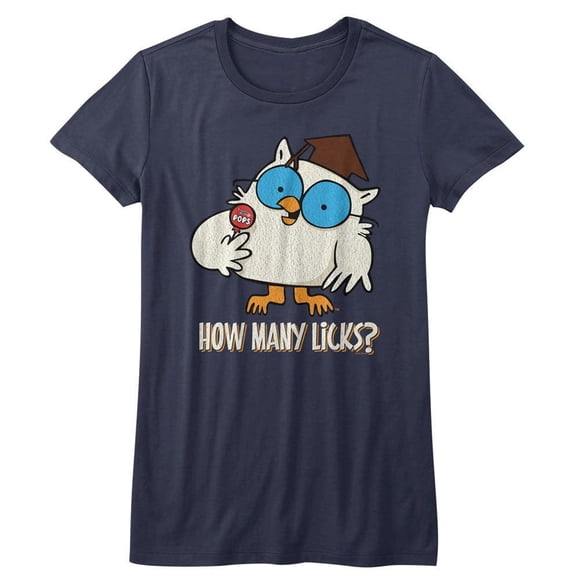 Tootsie Roll Many Licks Navy Junior Women's T-Shirt