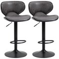 thumbnail image 1 of HOMCOM Vintage Bar Stool Set of 2 Leathaire Adjustable Height Chairs, 1 of 10