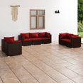 thumbnail image 1 of vidaXL 7 Piece Garden Lounge Set with Cushions Poly Rattan Brown, 1 of 4