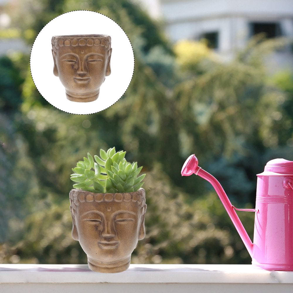CNKOO Creative Buddha Head Planter Pot Cement  Plant Pot Buddha Statue Flower Pot