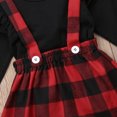 thumbnail image 3 of ITFABS Baby Girls Long Sleeve Ruffled Solid Color T-shirt + Plaids Strap Skirt, 3 of 5