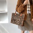 thumbnail image 3 of Retro Women Leather Plush Animal Pattern Print Handbag Winter Tote Bags (A), 3 of 7