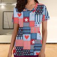 thumbnail image 1 of Snoarin Hauts d'Été Grande Taille pour Femmes Chic Décontracté Mode pour Femmes Décontracté Uni Col Rond Manches Courtes Poches T-Shirt Ample Chandail à Enfiler Hauts Uniformes de Travail pour Femmes en Liquidation, 1 of 5