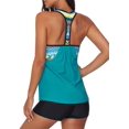 thumbnail image 5 of Womens Blouson Striped Printed Strappy T-Back Push up Tankini Top with Shorts, 5 of 5