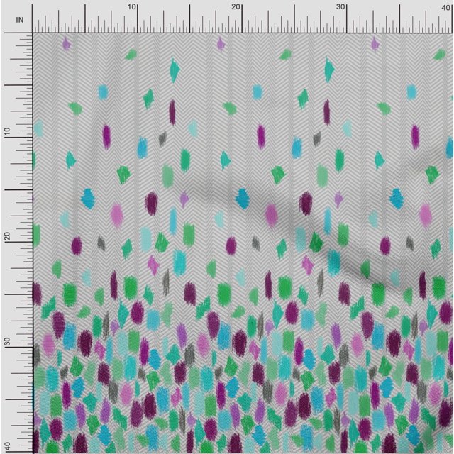 oneOone Cotton Poplin Fabric Chevron & Brush Stroke Panel Print Fabric BTY 42 Inch Wide