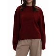 thumbnail image 1 of Women'S Crew Neck Sweaters Fall Outfits Trendy Long Sleeve Ribbed Knit Pullover Tops Wine Red S, 1 of 10