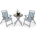 thumbnail image 1 of Gymax 3 Pieces Patio Folding Chair Set w/ 2 Chairs & Glass Round Coffee Table Porch Deck Backyard, 1 of 10
