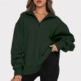 thumbnail image 1 of LSLJS Chandails à Capuche à Demi-Glissière Surdimensionnés pour Femmes, Hauts à Quart de Glissière pour Adolescentes, Vêtements Tendance d'Automne, Chandails à Enfiler pour Femmes ( Vert, m ), 1 of 7