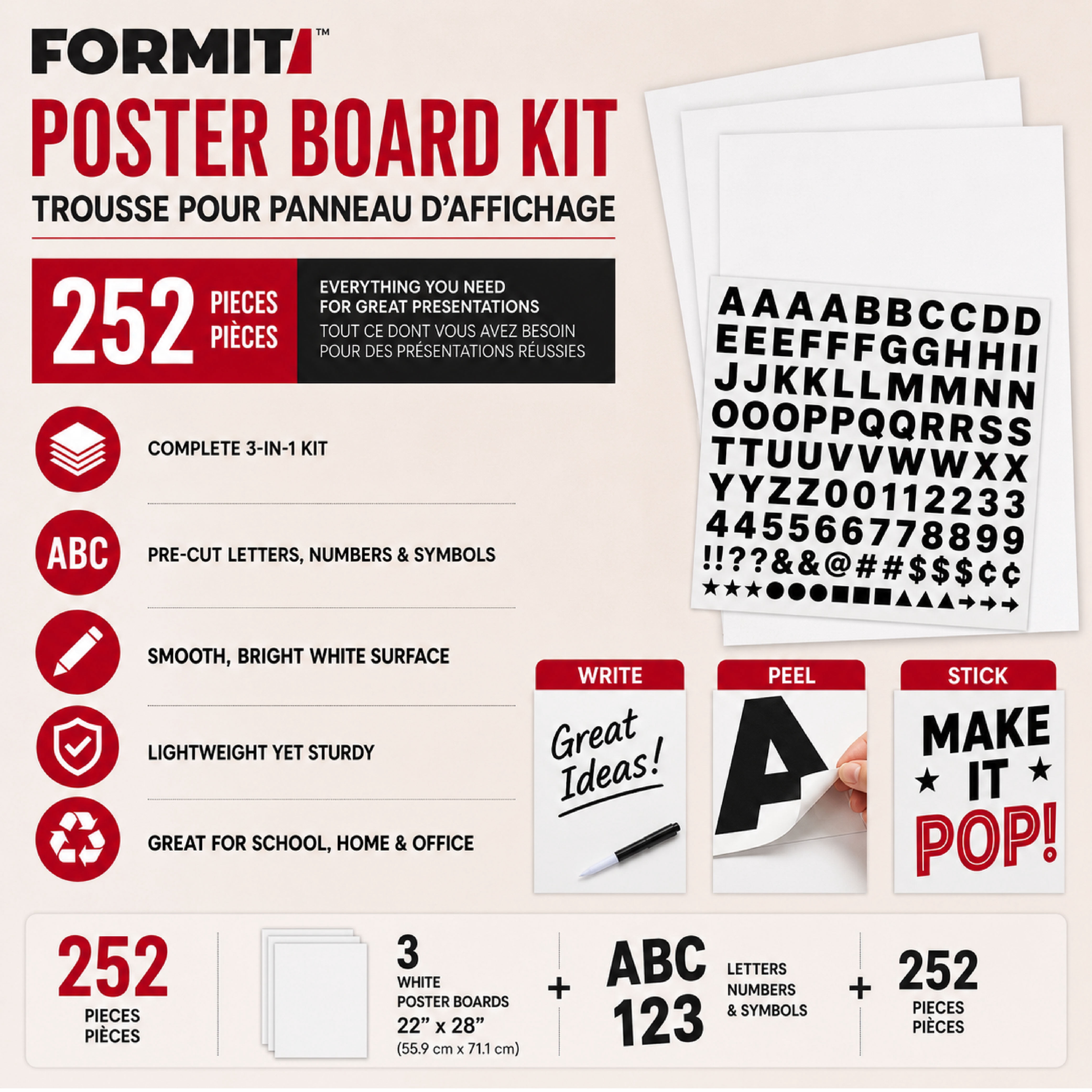 Formit Ensemble de cartons d’affichage