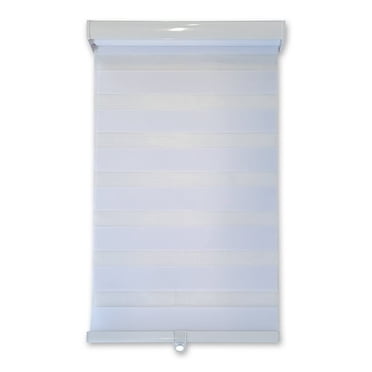 Olivia Stone Cordless Zebra Roller Blinds, Day and Night Sheer Blinds, White 62"W x 84"L