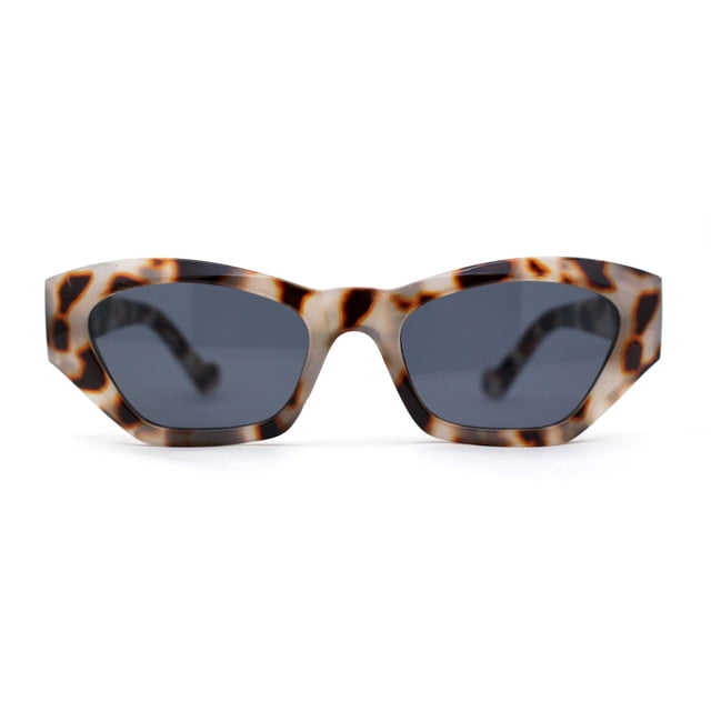 Womens Mod Thick Plastic Chunky Cat Eye Sunglasses Beige Tortoise Black