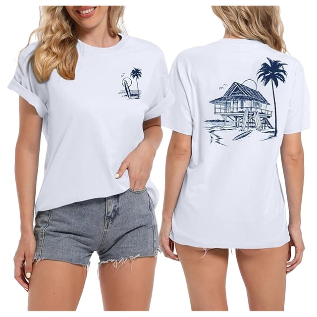 LUOGENLI T-shirts pour Femme pour Femmes T-Shirt Décontracté à Imprimé de Lettres Col Rond Manches Courtes T-Shirt Haut T-shirts pour Femmes T-shirts Graphiques T-shirts de la Saint-Patrick pour Femmes T-Shirt Graphique Pâques Blanc TTG