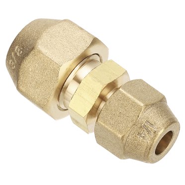 Unique Bargains Connecteur d'Extension de Tuyau 1/4 Pouces à 3/8 Pouces, Réducteur de Coupleur de Tuyau en Laiton avec 2 Écrous Évasés