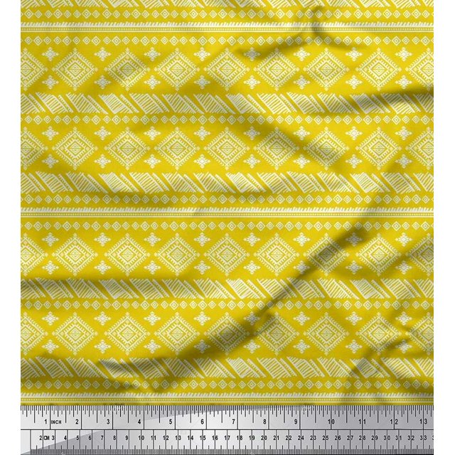 Soimoi Georgette Viscose Fabric Aztec African Print Sewing Fabric Yard 42 Inch Wide