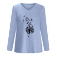 thumbnail image 4 of Yuyuzo Womens Basic Fall Tops V Neck Long Sleeve Dandelion Pattern Comfy Tunic Top Tees Pullover Blouse, 4 of 4