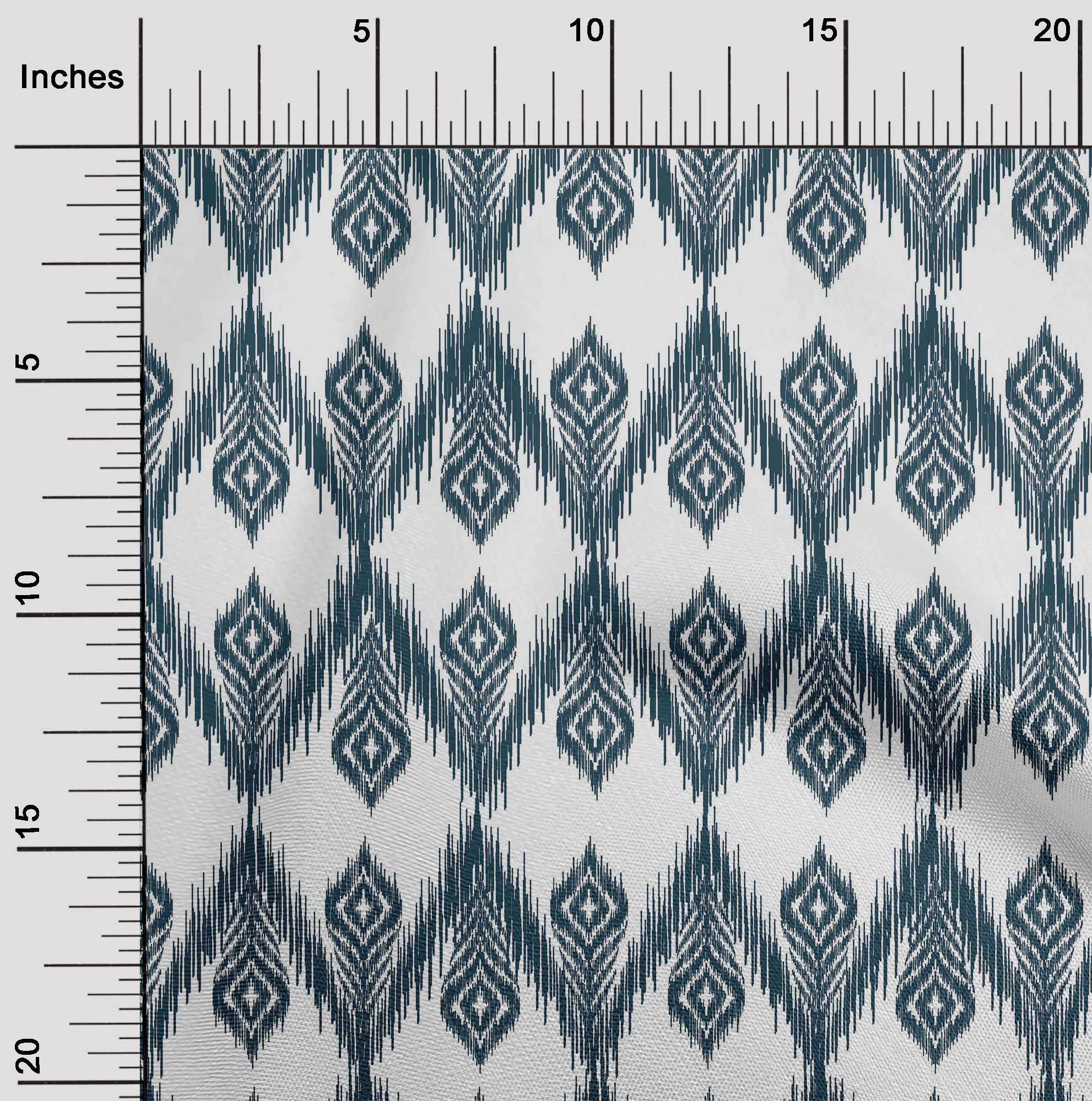 oneOone Tissu en Soie Tabby Chevron Imprimé Ikat au Mètre 42 Pouces de Large