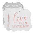 thumbnail image 3 of Inkdotpot Pack Of 100 Real Rose Gold Foil Bracket Shape Paper Tags Love Is Sweet Wedding Favor Hang Tags, 3 of 6