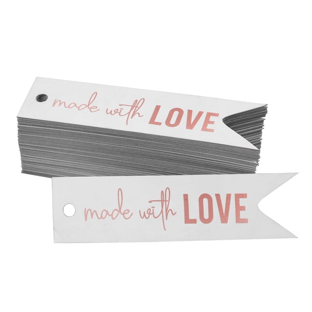 Inkdotpot Pack Of 100 Made With Love Text Favor Paper Tags Craft Real Rose Gold Foil Hang Tags