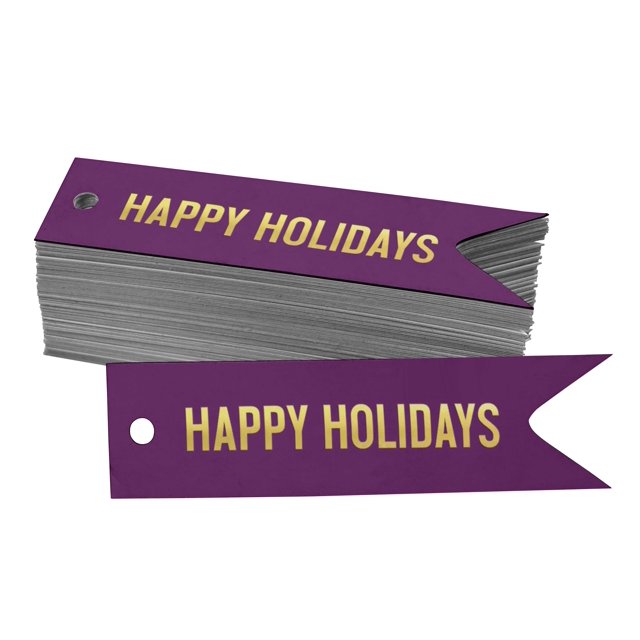 Inkdotpot Real Gold Foil Happy Holiday Tags Favor Hang Paper Tags 100 Pieces