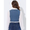 thumbnail image 4 of INSPIRE CHIC Women's Denim Button Up Vintage Sleeveless Jean Crop Racerback Vest Light Blue XL, 4 of 5