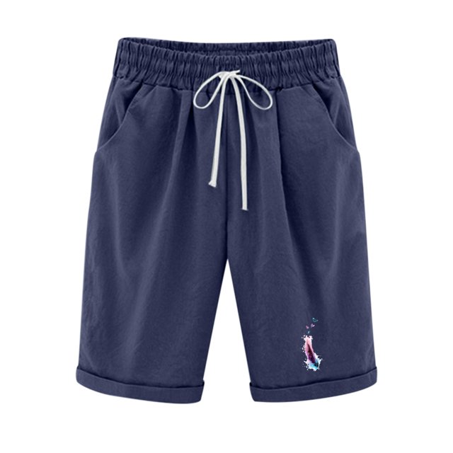 Birdeem Shorts Capris à Cordon pour Femmes à Imprimé Plume à la Mode