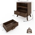 thumbnail image 2 of Table de Nuit Moderne à Cannelures, Table de Chevet en Bois Table d'Extrémité avec Station de Recharge, Tiroirs et Tablette de Rangement pour Salon Chambre, 2 of 7