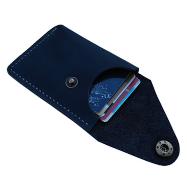 Slim Leather Business Card Holder, Minimalist Credit Card Wallet for Men and Women black