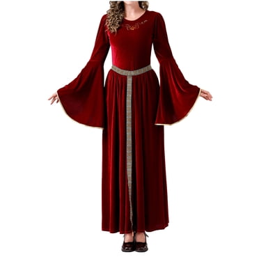 Pisexur Womens Dresses Fashion Cosplay Halloween Dress Solid Color Loose Long Sleeve Corset Dress Round Neck Cocktail Party Dress Pleated Maxi Dress Medieval Renaissance Dress