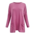 thumbnail image 5 of 2025 Femmes Automne et Hiver Femmes Course Manches Longues Confortable Col Rond Long Col Roulé T-Shirts pour Femmes Manche Longue T-Shirt Femmes Chemises Haut de Compression Poche Manches Bouffantes Imprimé, 5 of 5