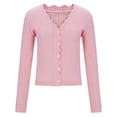 thumbnail image 4 of AherBiu Cropped Cardigan for Women Trendy Long Sleeve Button down Knit Sweater Open Front Casual Cardigans, 4 of 6