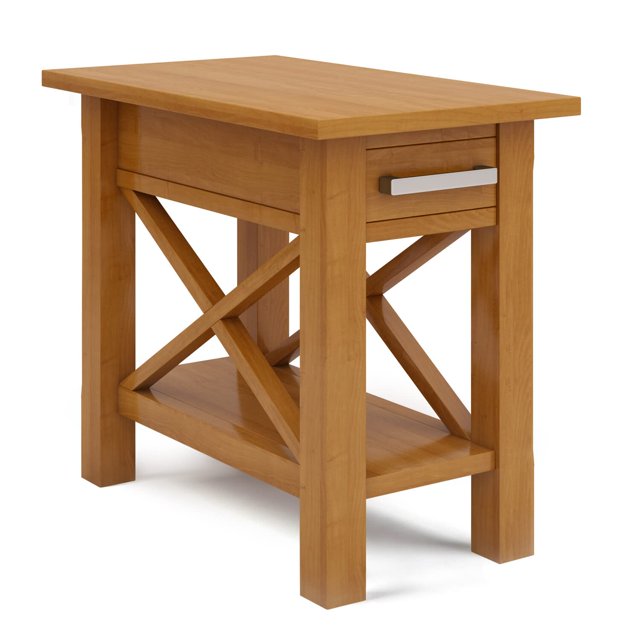 SIMPLIHOME Kitchener SOLID WOOD 14 inch Wide Rectangle Contemporary Narrow Side Table in Light Golden Brown with Storage, 1 Drawer, 1 Shelf, for the Living Room and Bedroom