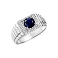 thumbnail image 4 of RYLOS Men's Ring 14K White Gold Ring, 7MM Round Shape Gemstone Designer Style Rings Sapphire September Birthstone Rings Gold Size 11, 4 of 7