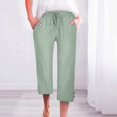 thumbnail image 2 of Women Fashion High Waisted Wide Leg Pants Drawstring Elastic Trousers Comfy Straight Leg Long Pants With Pockets, 2 of 6