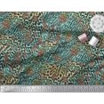 thumbnail image 2 of Soimoi Blue Poly Georgette Fabric Leopard & Peacock Animal Skin Fabric Prints By Yard 42 Inch Wide, 2 of 3