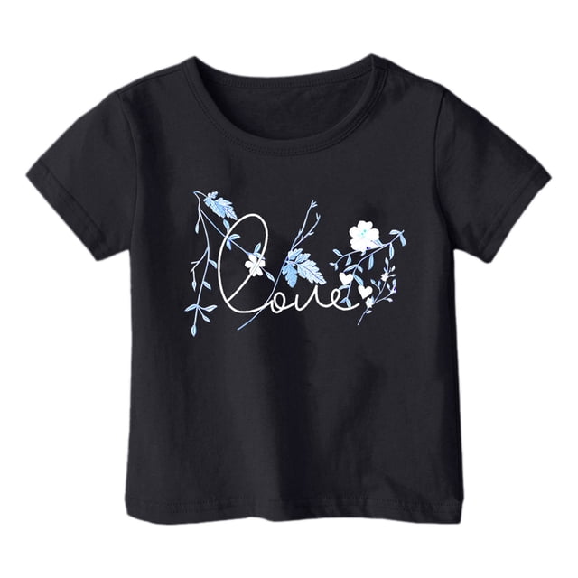 Chandail Court de Danse 2t Chandails à Manches Longues Filles Garçon et Fille Mode Décontractée Imprimé Col Rond Ample T-Shirt à Manches Courtes Haut