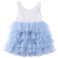 thumbnail image 2 of Little Girl Princess Tulle Dress Sleeveless Lace Tulle Patchwork Party Pageant Dress, 2 of 4