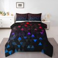 thumbnail image 1 of Erosebridal Ensembles de Couettes à Triangles Dégradés Format Double, Couettes et Duvets Rouges et Bleus, Déco de Chambre Géométrie, 3 Pcs, 1 of 7
