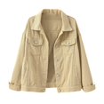 thumbnail image 1 of 2025 Tenue Décontractée Colorée Unie en Denim pour Femmes Taille Grande Poche Bouton Veste pour Femmes Automne Manteau en Denim Court pour Femmes Garde-Robe pour Femmes, 1 of 7