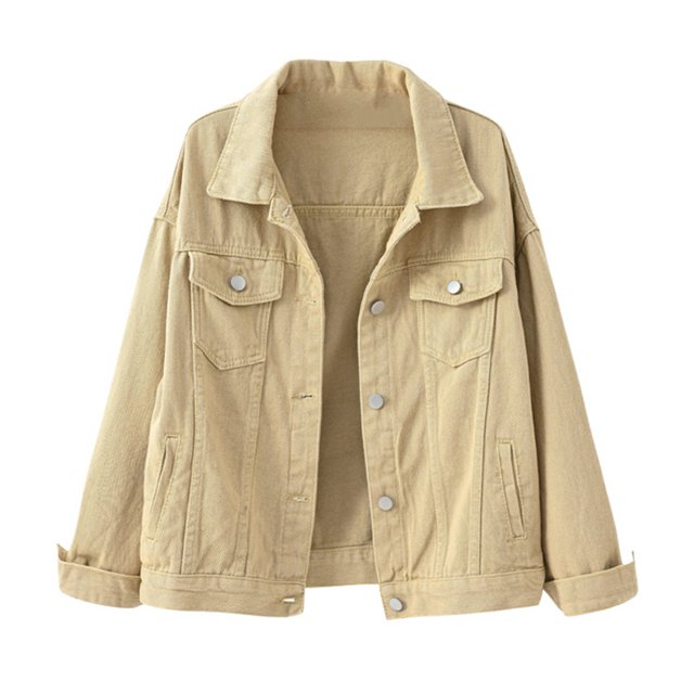 2025 Tenue Décontractée Colorée Unie en Denim pour Femmes Taille Grande Poche Bouton Veste pour Femmes Automne Manteau en Denim Court pour Femmes Garde-Robe pour Femmes