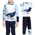 thumbnail image 2 of MIASHUI Toddler Boys UPF 50+ Sun Protective Two Piece Swim Set Long Sleeve Rashguard and Trunks for Beach Surf Pool Blue,5-6 Years, 2 of 8